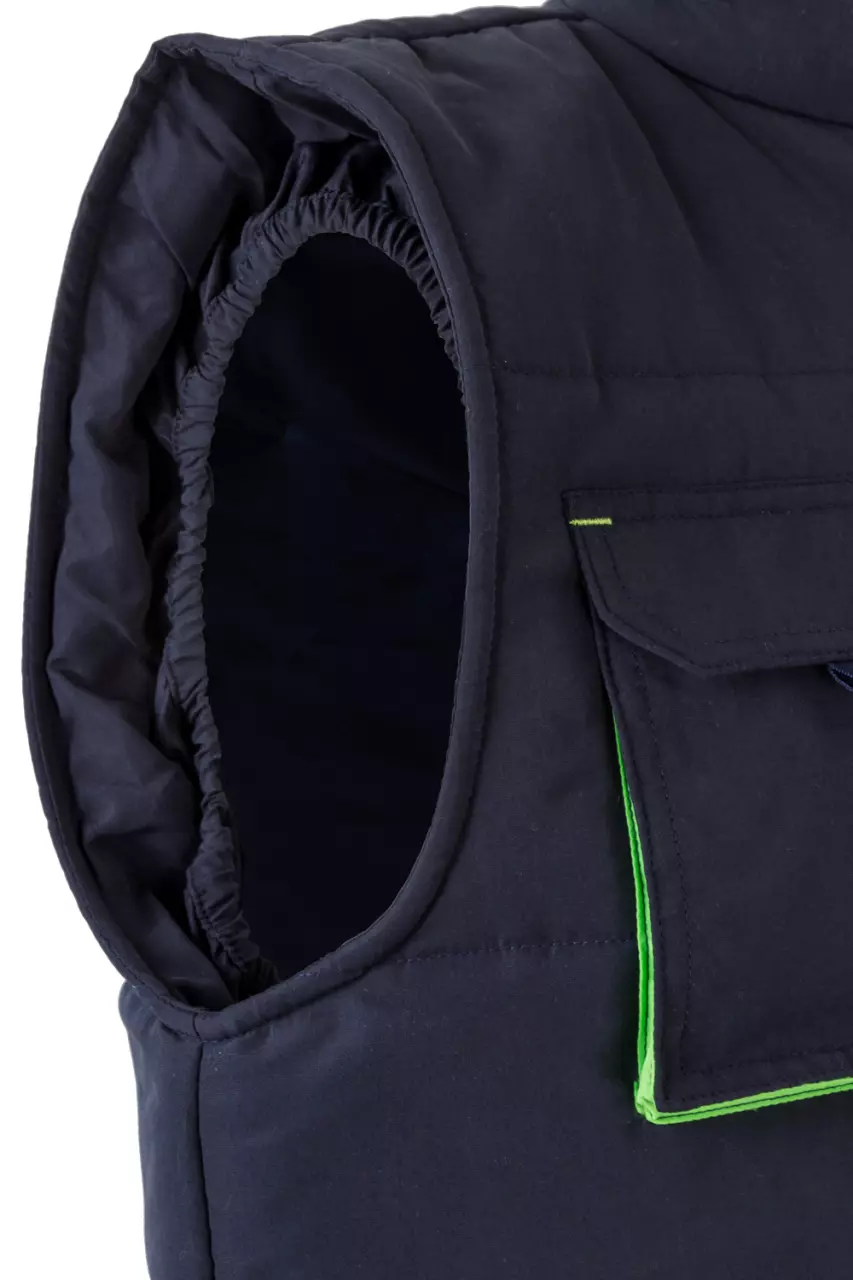 Velilla 205902-61-25, Padded Work Vest, Navy Blue/Lime Green, image 6, gallery thumbnail