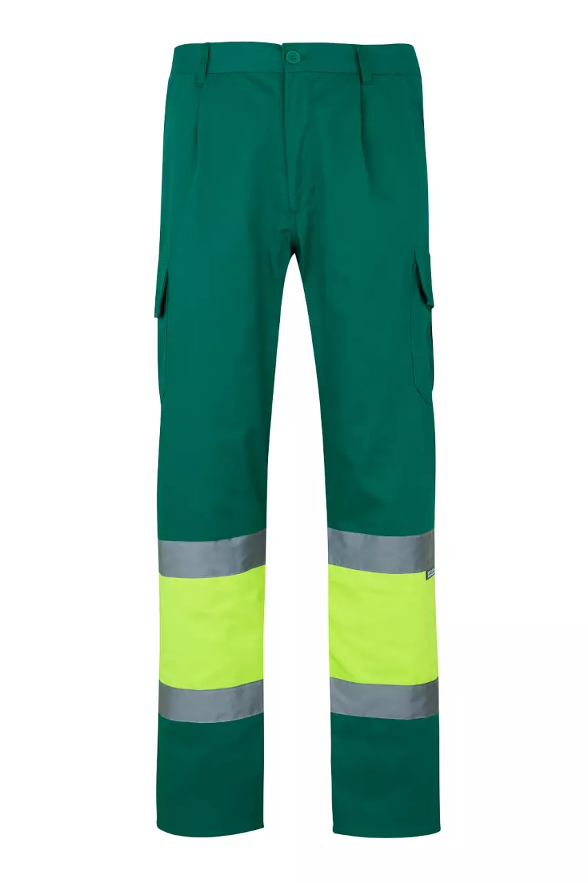 Velilla 0157-02-20-2, Warnschutz-Hose, Größe 4XL/5XL, Grün/Warngelb