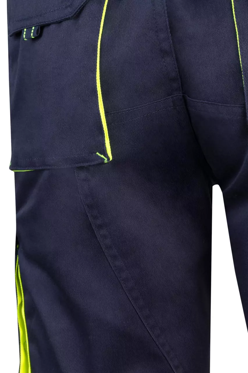 Velilla 103010S-01-20, Work Shorts, Marine Blue/Hi-Vis Yellow, image 6, gallery thumbnail