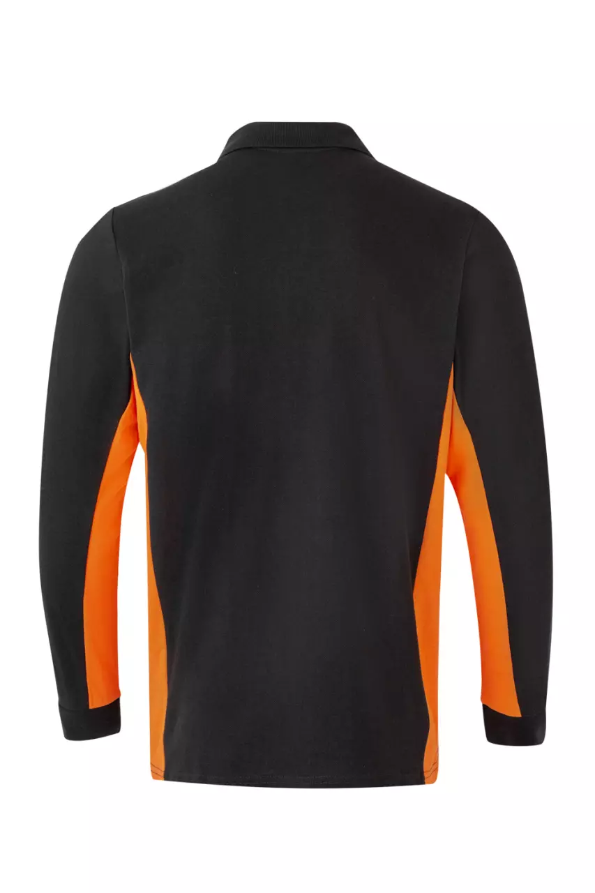 Velilla 105514-00-16, Long Sleeved Polo Shirt, Black/Orange, image 3, gallery thumbnail