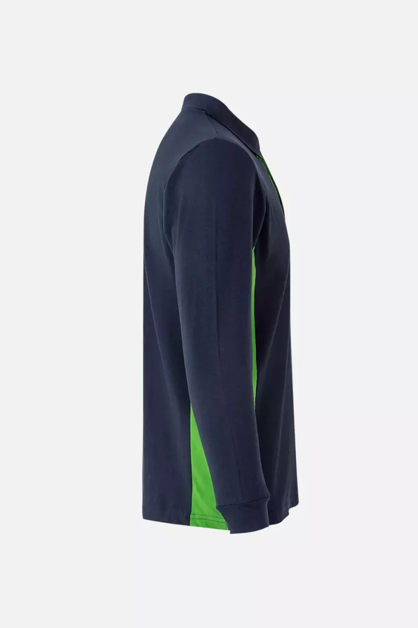 Velilla 105514-61-25, Long Sleeved Polo Shirt, Navy Blue/Lime Green, image 3, gallery thumbnail