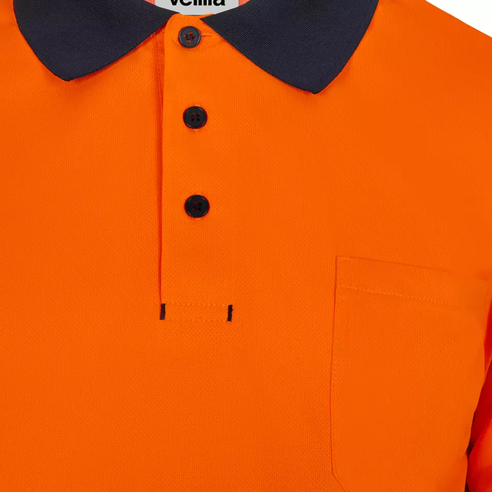 Velilla 305535-61-19, Warnschutz-Langarm-Poloshirt, Marineblau/Warnorange, image 4, gallery thumbnail