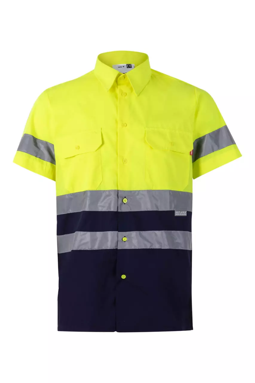 Velilla 0142-01-20, Warnschutzhemd, Marineblau/Warngelb, image 1, gallery thumbnail