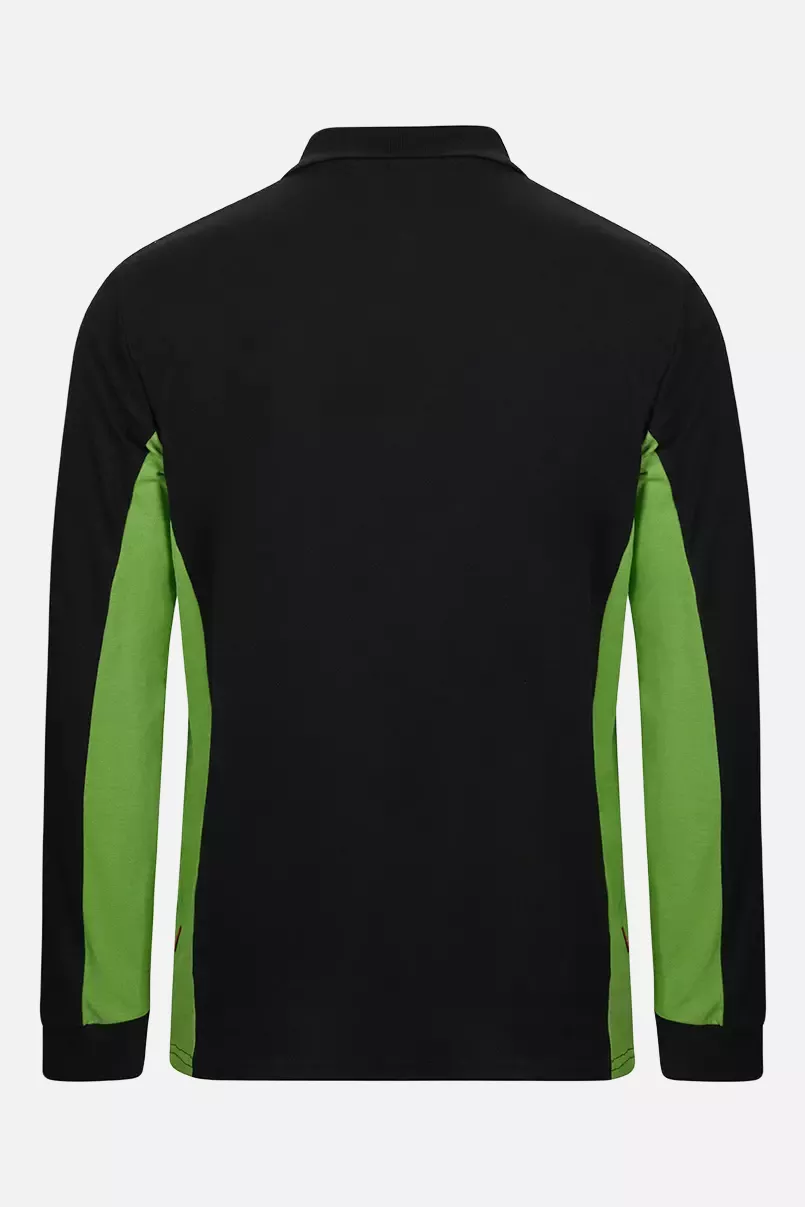 Velilla 105514-00-25, Long Sleeved Polo Shirt, Black/Lime Green, image 2