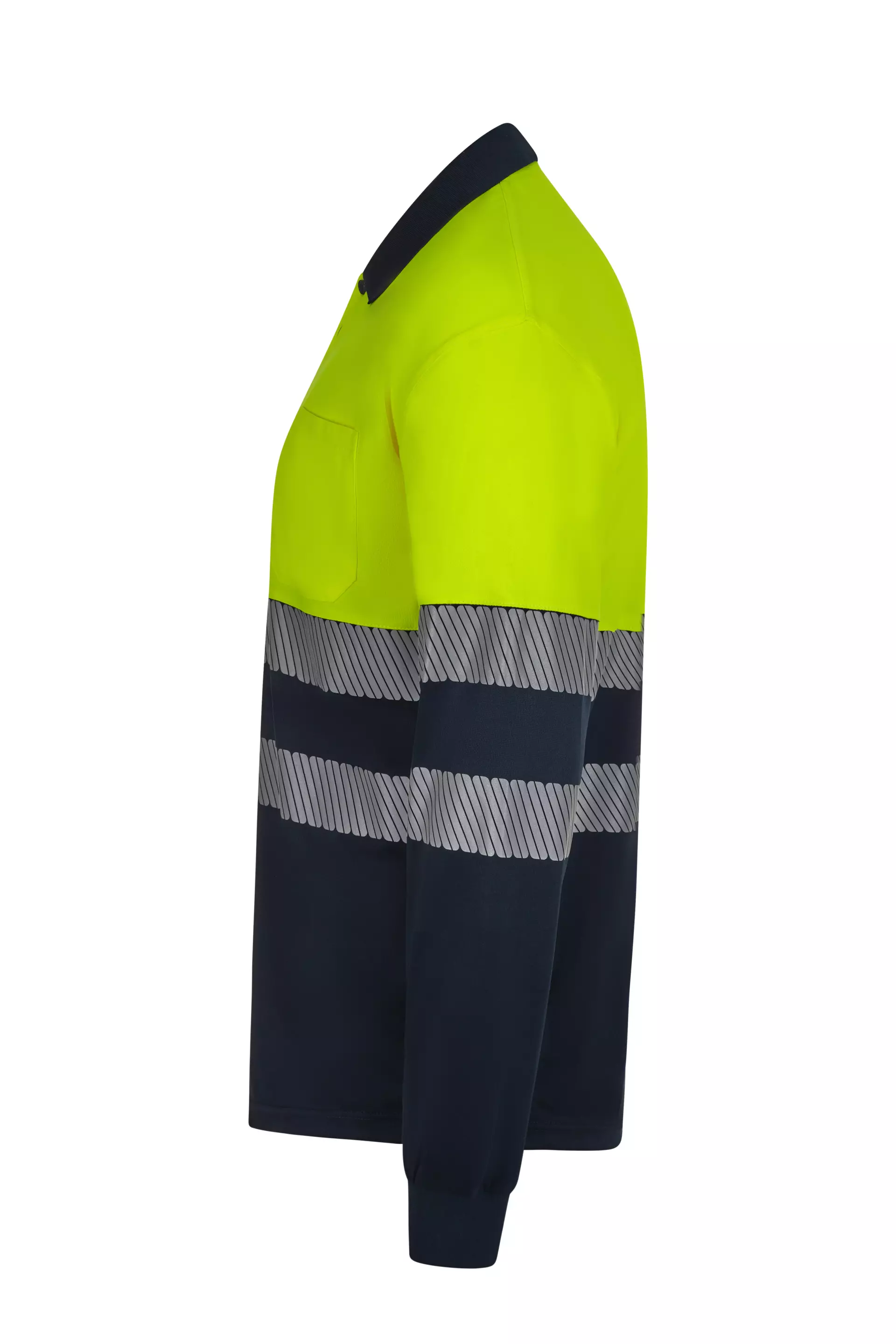 Velilla 305535-61-20-1, High-Vis Long Sleeved Polo Shirt, Navy Blue/Hi-Vis Yellow, image 3
