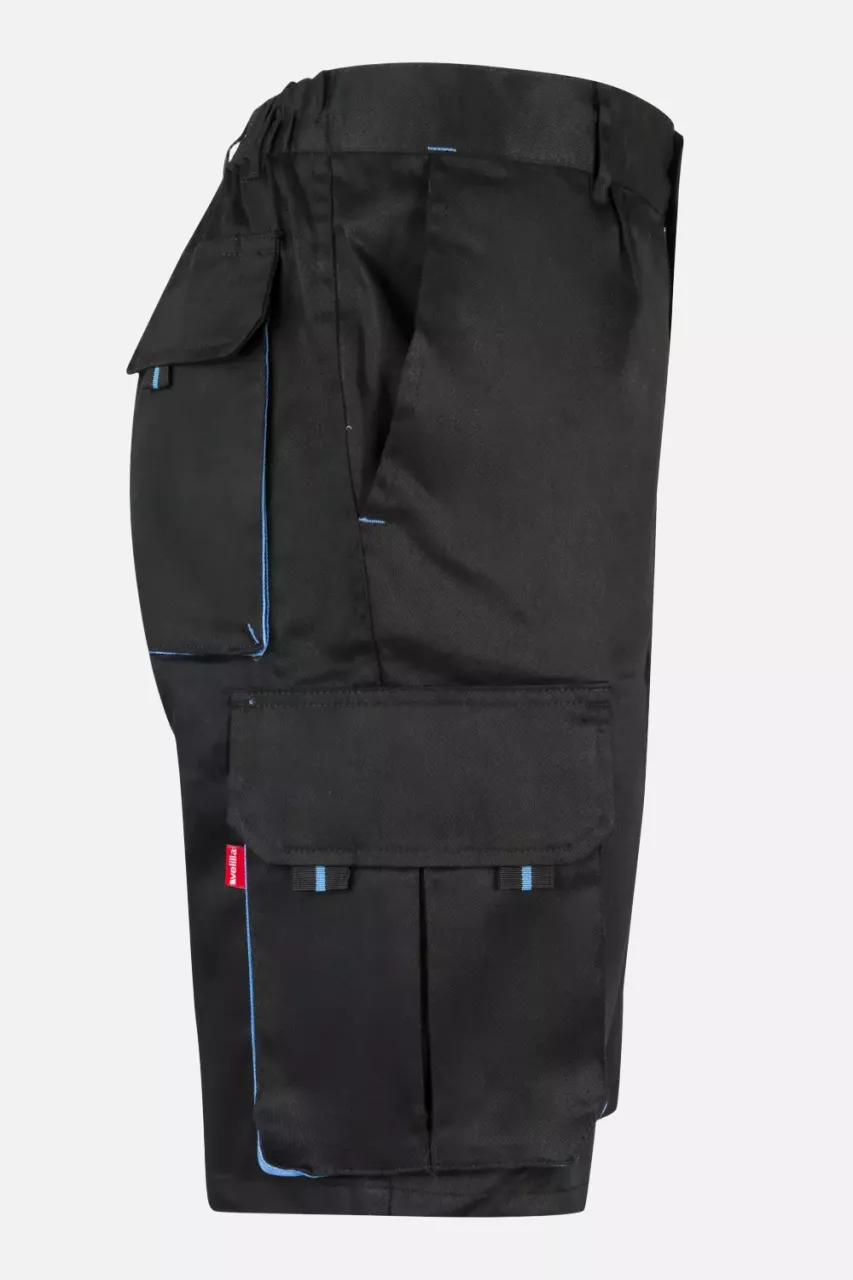Velilla 103007-00-05, Work Shorts, Black/Sky Blue, image 2, gallery thumbnail