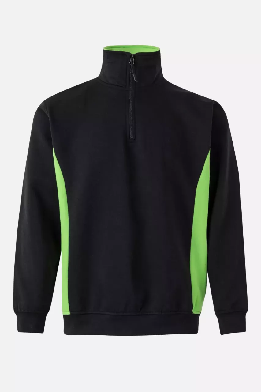 Velilla 105704-00-25, Work Sweatshirt, Black/Lime Green, image 1, gallery thumbnail