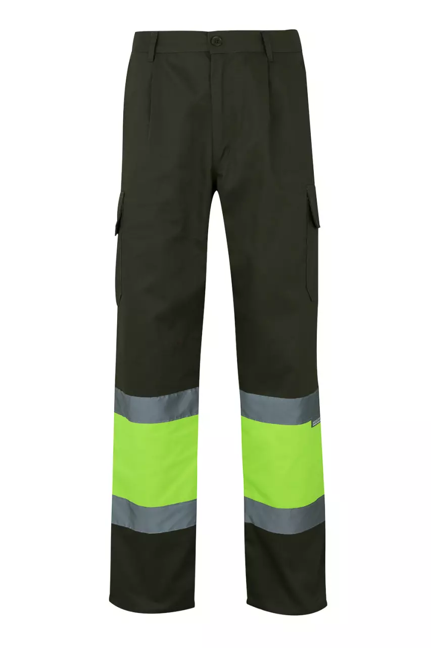 Velilla 0157-03-20-2, Warnschutz-Hose, Größe 4XL/5XL, Khakigrün/Warngelb