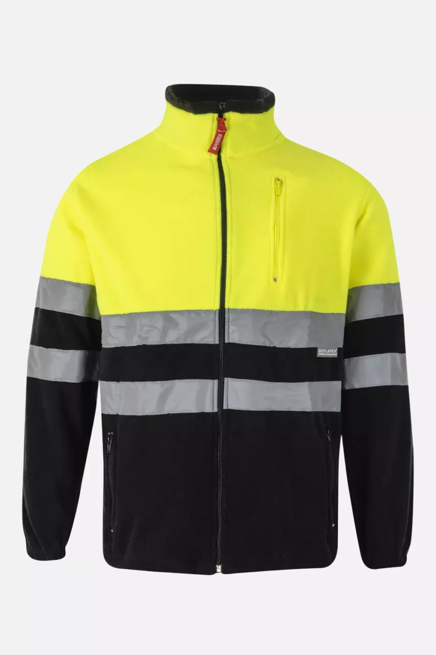 Velilla 183-00-20, High-Vis Fleece Jacket, Black/Hi-Vis Yellow, image 1, gallery thumbnail
