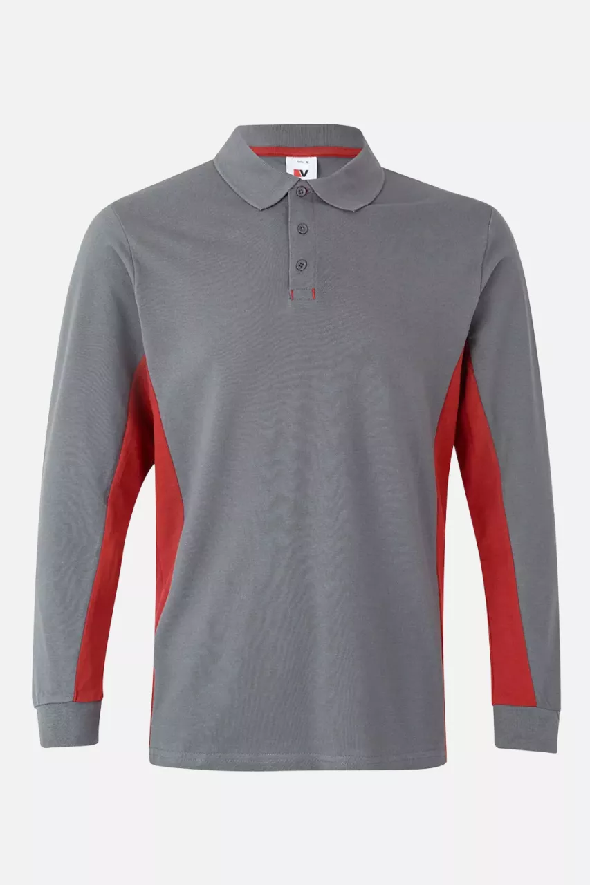 Velilla 105514-08-12, Long Sleeved Polo Shirt, Grey/Red, image 1, gallery thumbnail