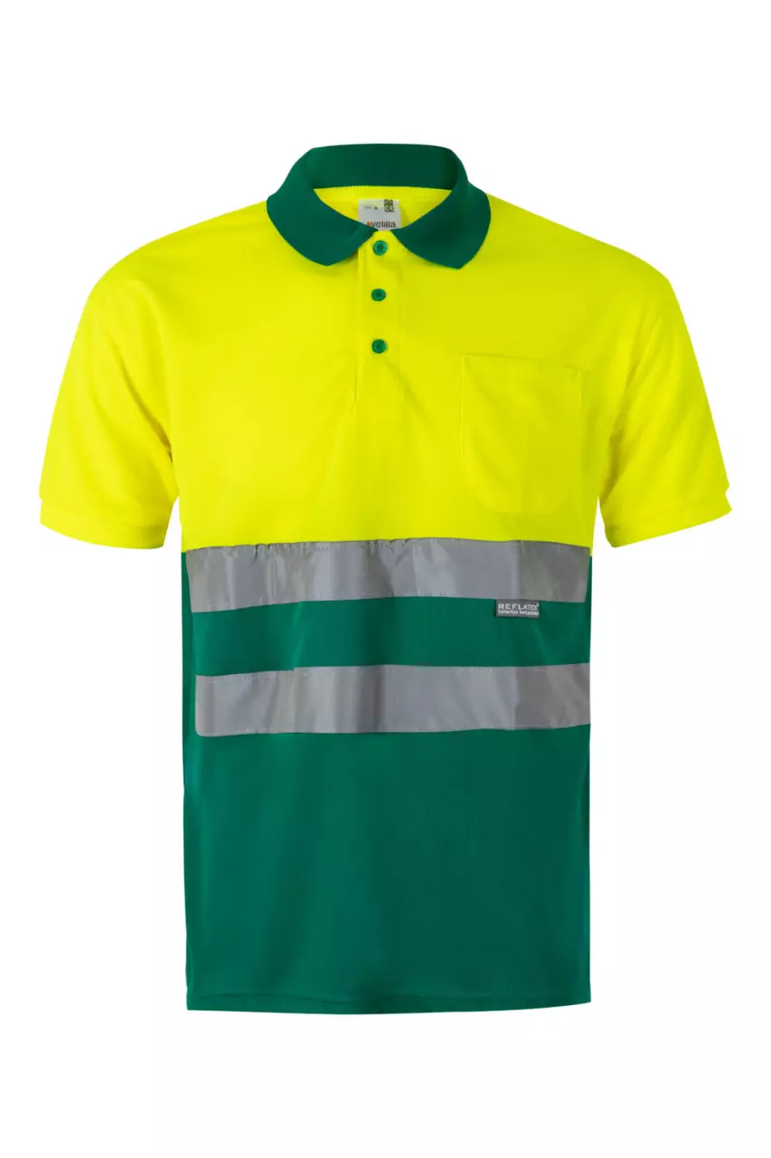 Velilla 0173-02-20, High-Vis Polo Shirt, Green/Hi-Vis Yellow