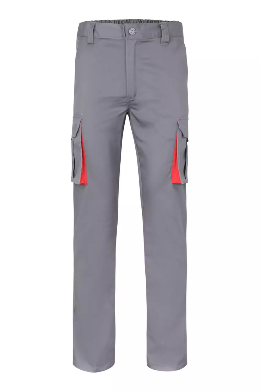 Velilla 103024S-08-12, Work Trousers, Grey/Red, image 1, gallery thumbnail