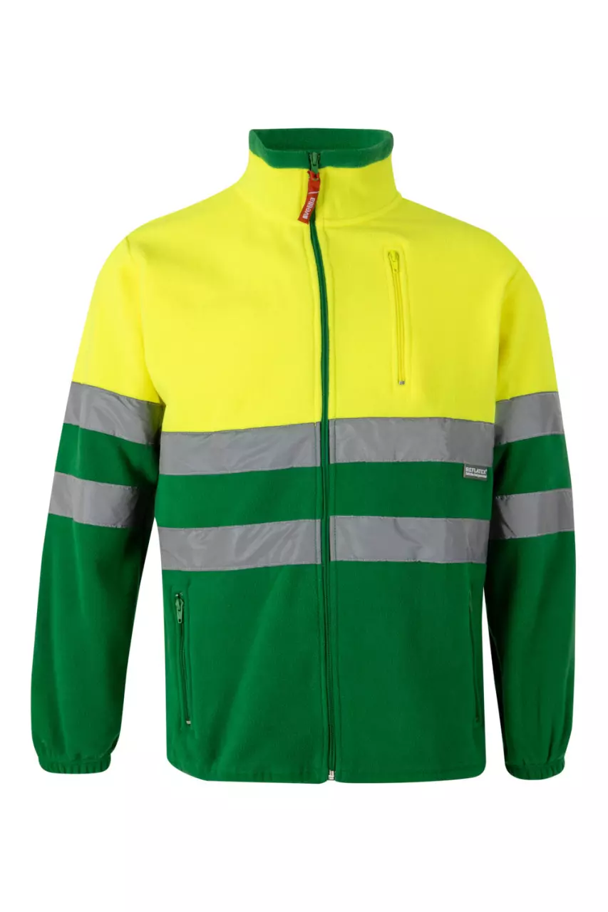 Velilla High-Vis Fleece Jacket, Size 4XL/5XL, Grass Green/Hi-Vis Yellow