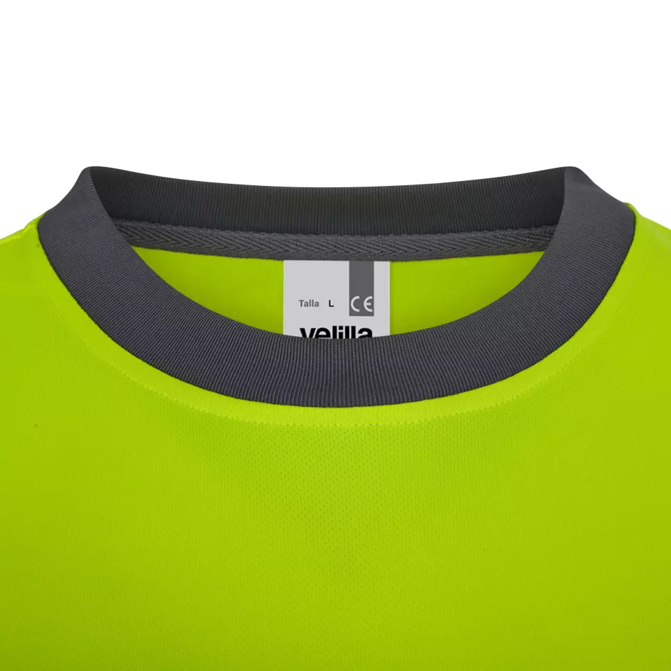 Velilla 305635-08-20, High-Vis Long Sleeved T-Shirt, Grey/Hi-Vis Yellow, image 3, gallery thumbnail