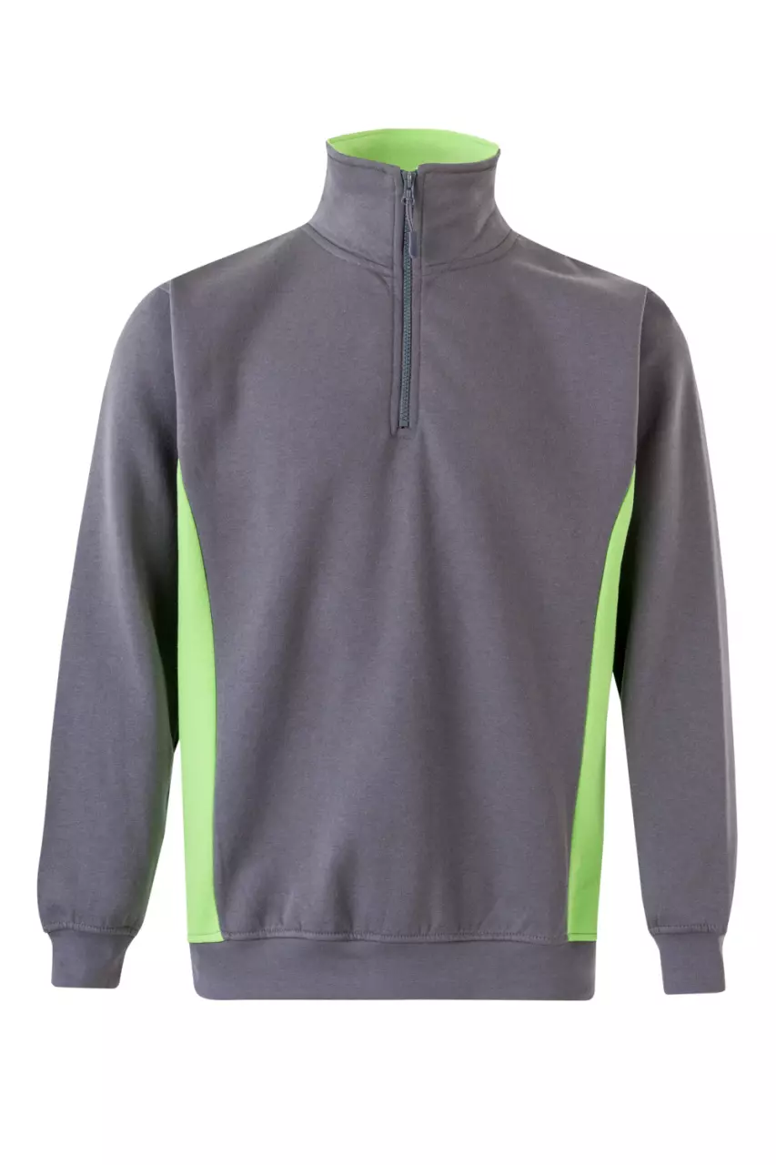 Velilla 105704-08-25, Work Sweatshirt, Grey/Lime Green, image 1, gallery thumbnail
