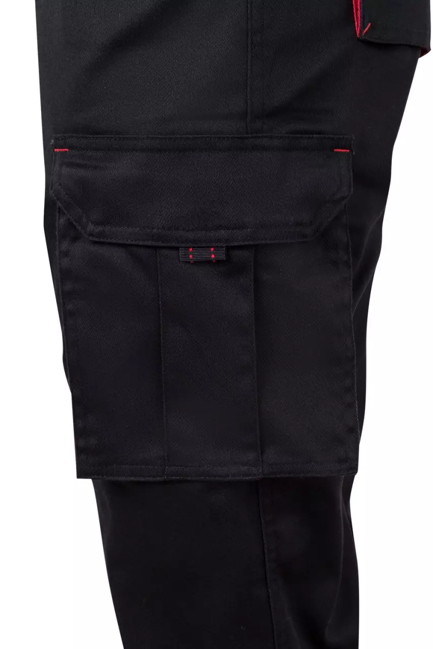 Velilla 103024S-00-12, Work Trousers, Black/Red, image 4, gallery thumbnail