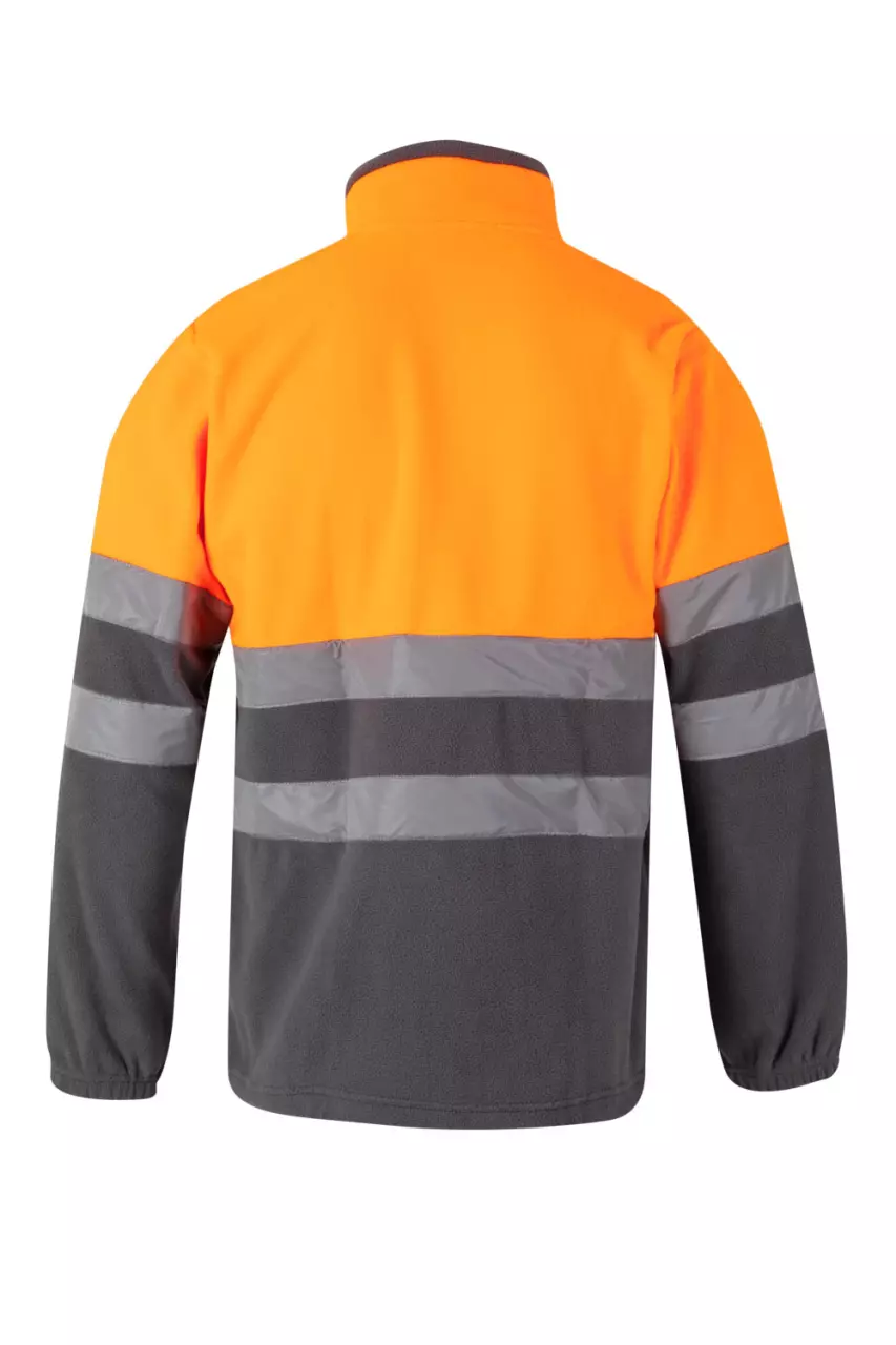 Velilla 0183-08-19, High-Vis Fleece Jacket, Grey/Hi-Vis Orange, image 2, gallery thumbnail