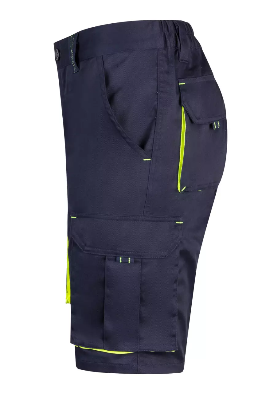 Velilla 103010S-01-20, Work Shorts, Marine Blue/Hi-Vis Yellow, image 3, gallery thumbnail