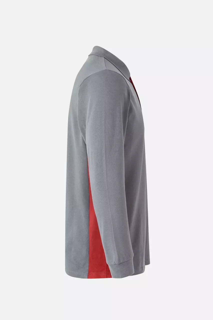 Velilla 105514-08-12, Long Sleeved Polo Shirt, Grey/Red, image 2, gallery thumbnail