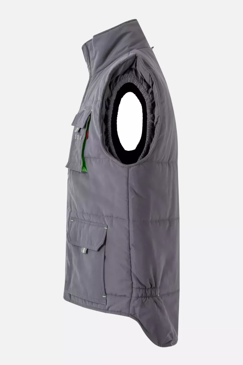 Velilla 205902-08-25, Padded Work Vest, Grey/Lime Green, image 6, gallery thumbnail