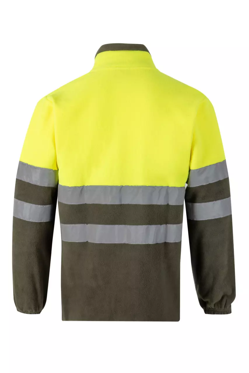 Velilla 0183-03-20, High-Vis Fleece Jacket, Khaki Green/Hi-Vis Yellow, image 4, gallery thumbnail