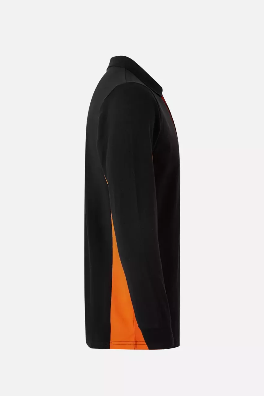 Velilla 105514-00-16, Long Sleeved Polo Shirt, Black/Orange, image 2, gallery thumbnail