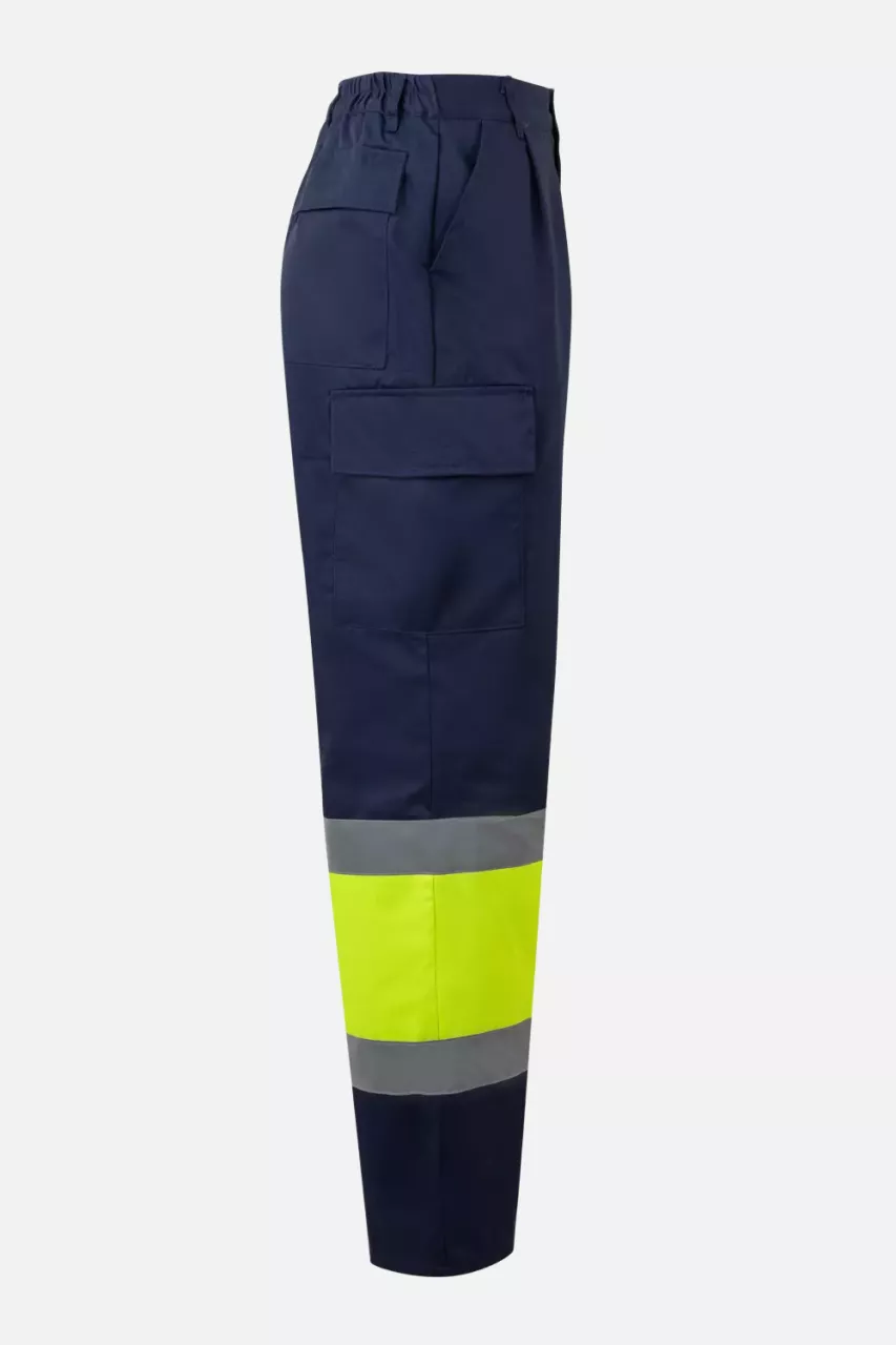 Velilla 303003-01-20, Warnschutz-Arbeitshose, Marineblau/Warngelb, image 2, gallery thumbnail