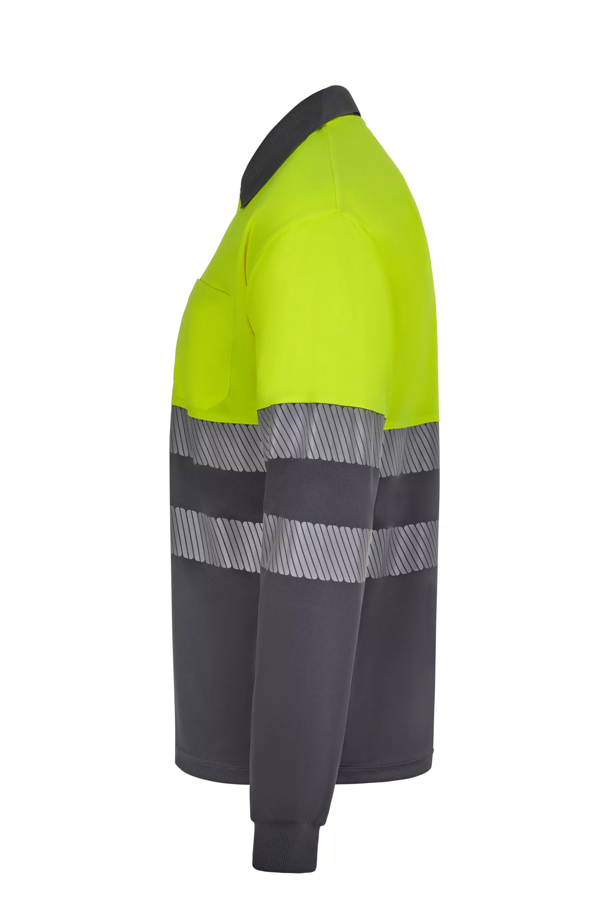 Velilla 305535-08-20, High-Vis Long Sleeved Polo Shirt, Grey/Hi-Vis Yellow, image 2