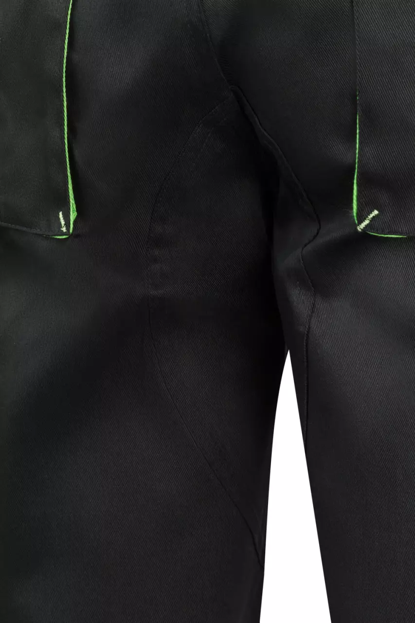 Velilla 103007-00-25, Work Shorts, Black/Lime Green, image 6, gallery thumbnail