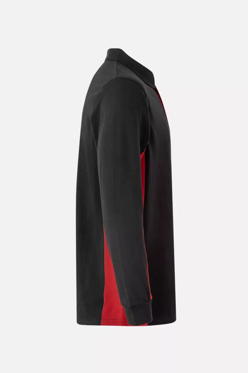 Velilla 105514-00-12, Long Sleeved Polo Shirt, Black/Red, image 3, gallery thumbnail
