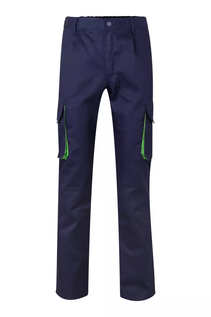 Velilla Work Trousers, Marine Blue/Lime Green