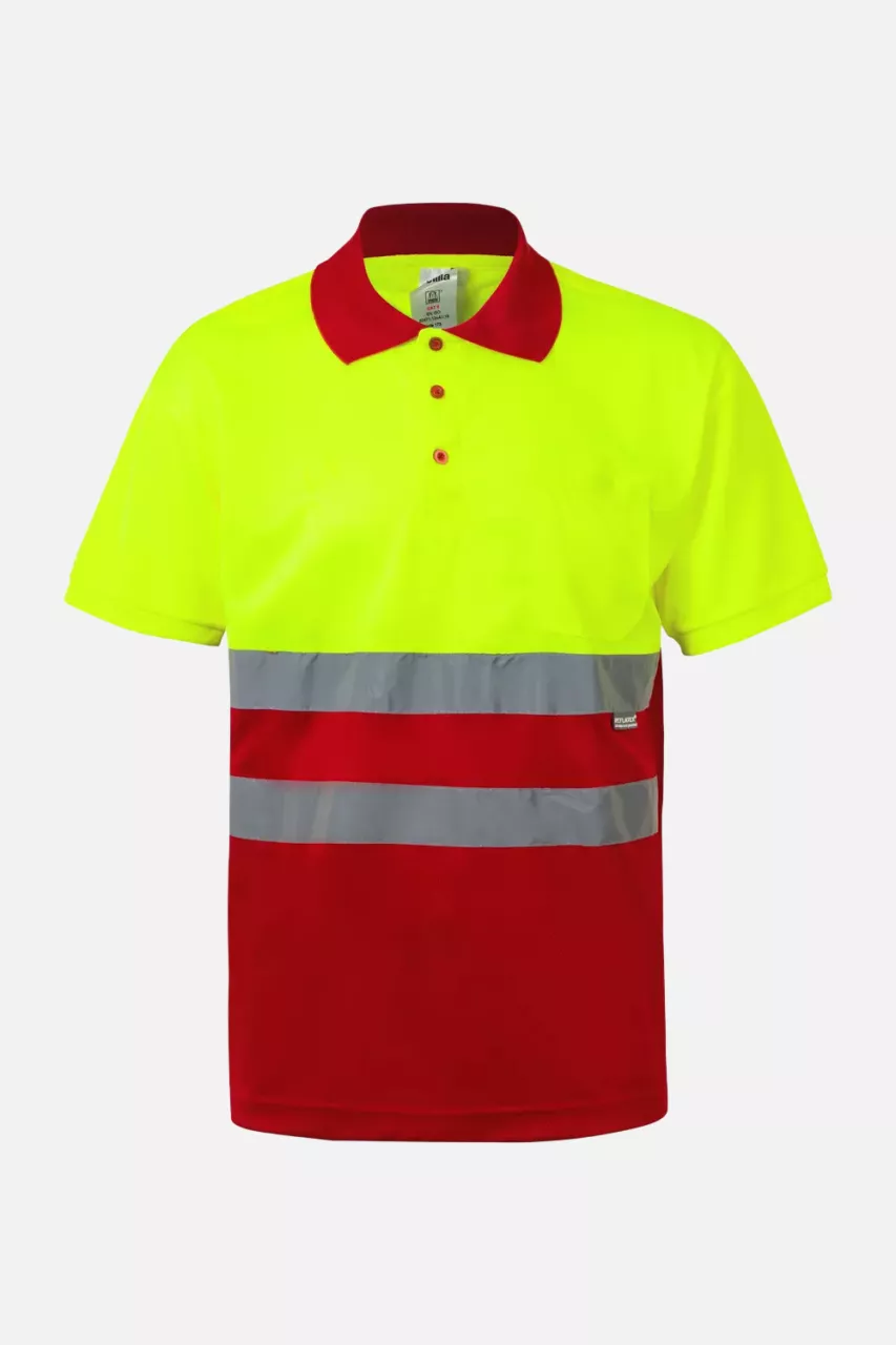 Velilla 0173-12-20-2, High-Vis Polo Shirt, Size 4XL/5XL, Red/Hi-Vis Yellow, image 1, gallery thumbnail