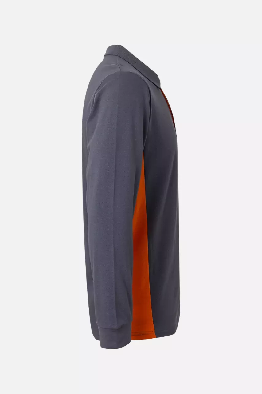 Velilla 105514-08-16, Long Sleeved Polo Shirt, Grey/Orange, image 2, gallery thumbnail