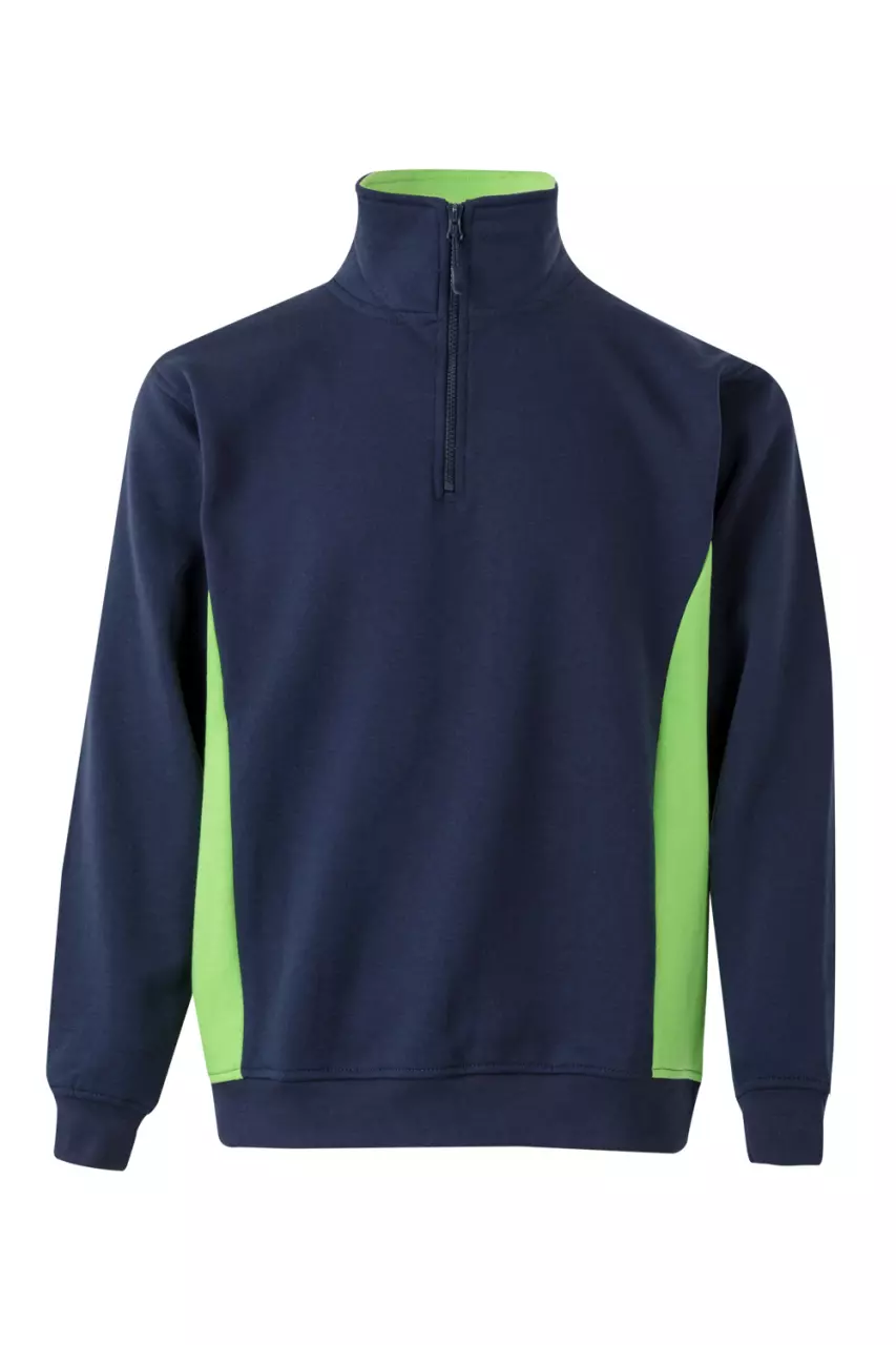 Velilla Work Sweatshirt, Navy Blue/Lime Green