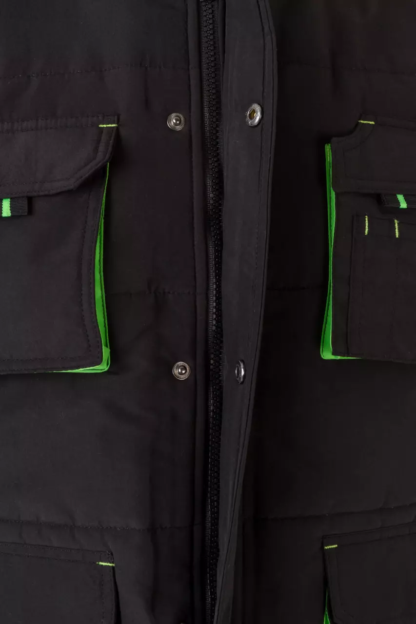 Velilla 205902-00-25, Padded Work Vest, Black/Lime Green, image 3, gallery thumbnail