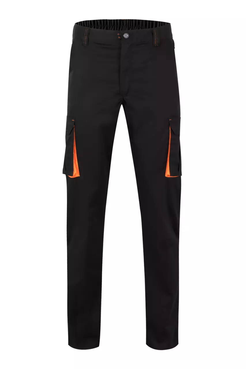 Velilla 103024S-00-16, Work Trousers, Black/Orange, image 1, gallery thumbnail