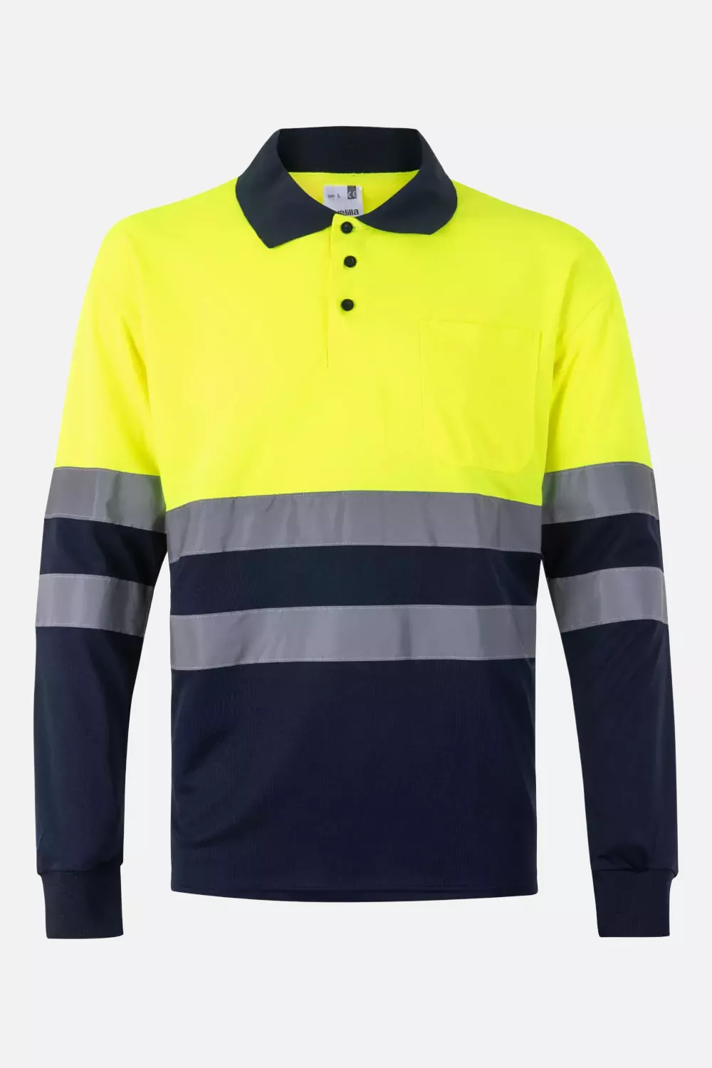 Velilla 305507-01-20, Warnschutz-Langarm-Poloshirt, Marineblau/Warngelb, image 1