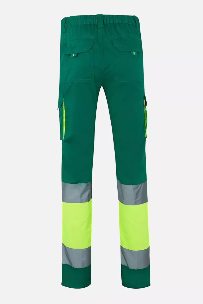 Velilla 303002S-02-20-2, High-Vis Work Trousers, Size 4XL/5XL, Green/Hi-Vis Yellow, image 2, gallery thumbnail