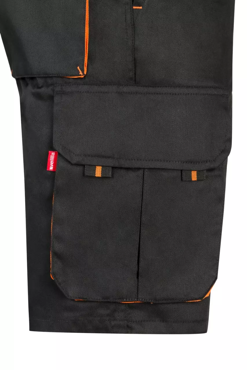 Velilla 103007-00-16, Work Shorts, Black/Orange, image 3, gallery thumbnail