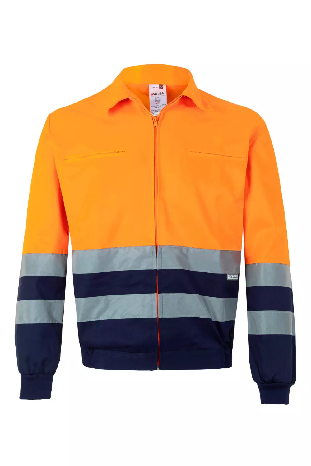 Velilla 0153-01-19-2, High-Vis Jacket, Size 4XL/5XL, Marine Blue/High-Vis Orange