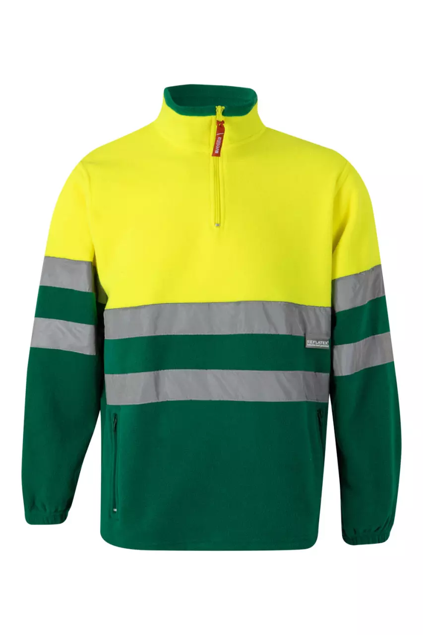Velilla 0182-02-20-1, Warnschutz-Fleecejacke, Grün/Warngelb, image 1, gallery thumbnail