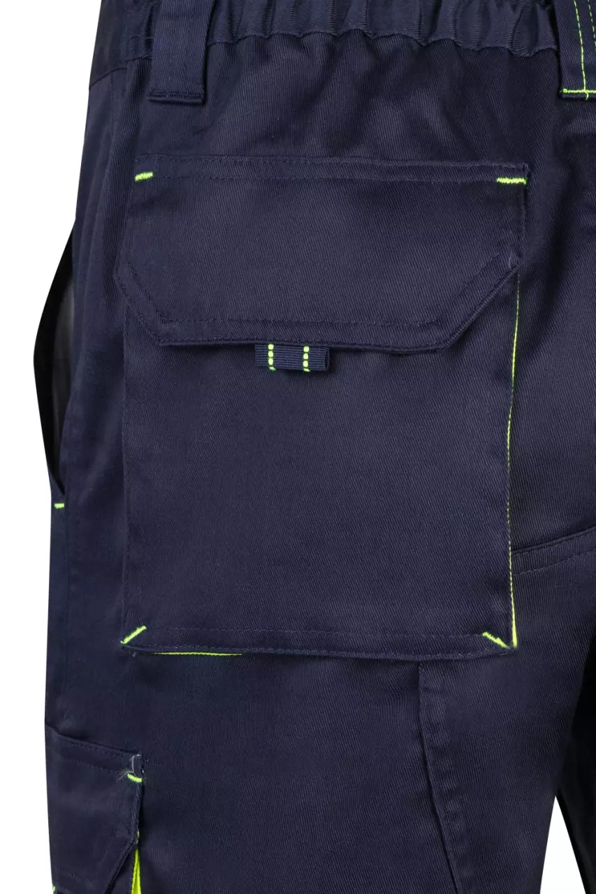 Velilla 103010S-01-20, Work Shorts, Marine Blue/Hi-Vis Yellow, image 2, gallery thumbnail