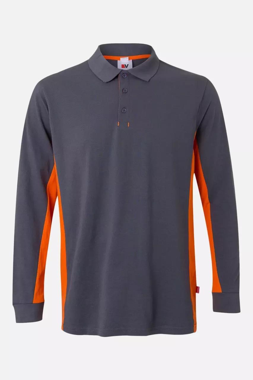 Velilla 105514-08-16, Long Sleeved Polo Shirt, Grey/Orange, image 1, gallery thumbnail