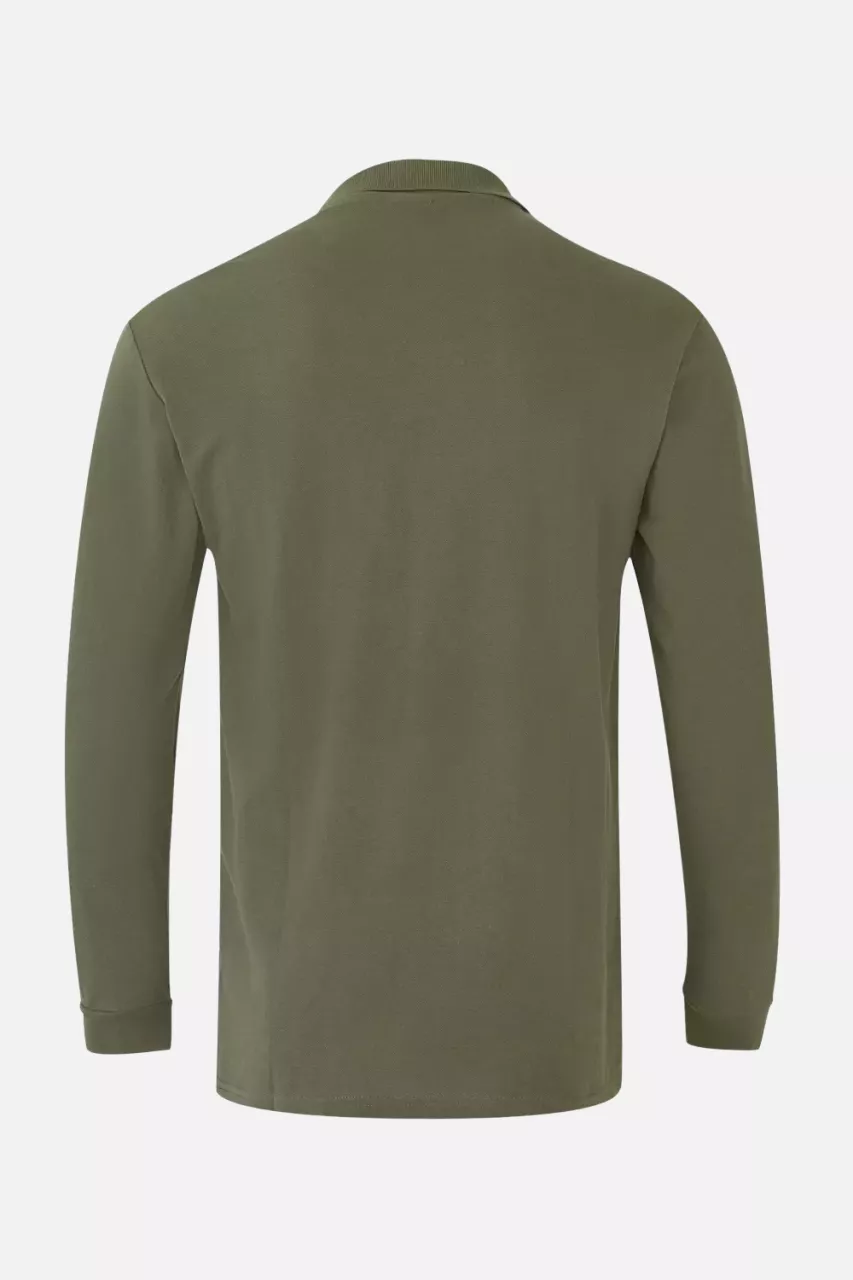 Velilla 105503-03, Long Sleeved Polo Shirt, Khaki Green, image 3, gallery thumbnail