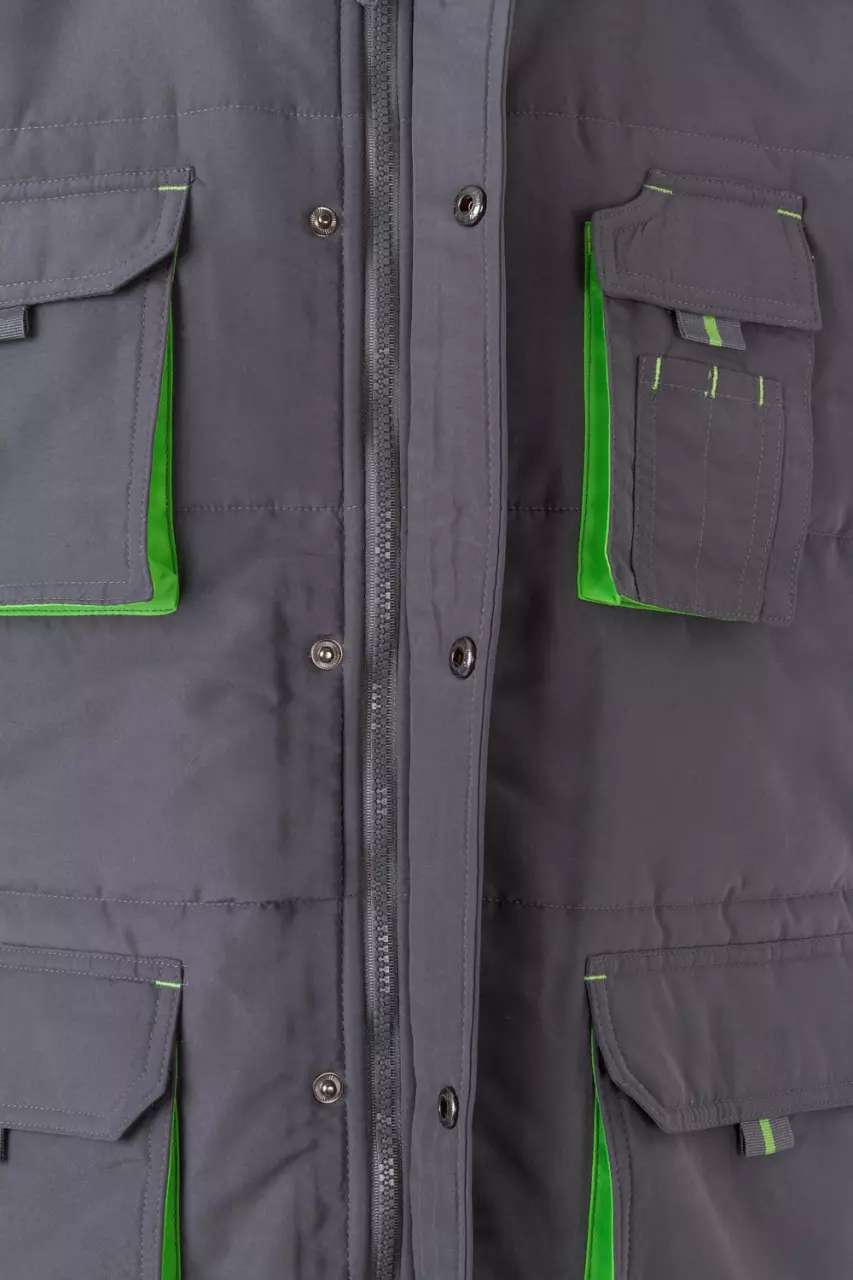 Velilla 205902-08-25, Padded Work Vest, Grey/Lime Green, image 5, gallery thumbnail