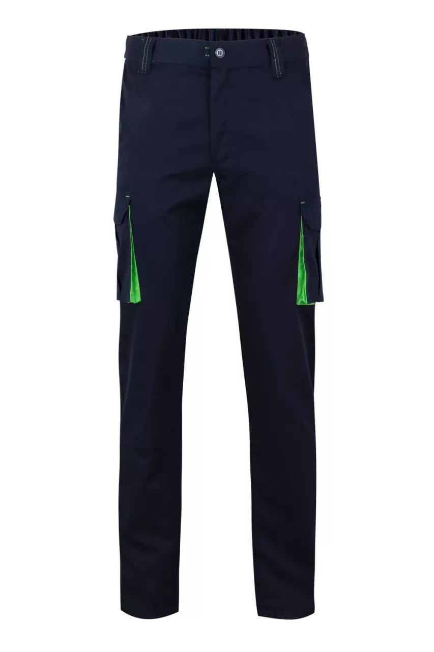 Velilla 103024S-61-25, Work Trousers, Navy Blue/Lime Green, image 1, gallery thumbnail
