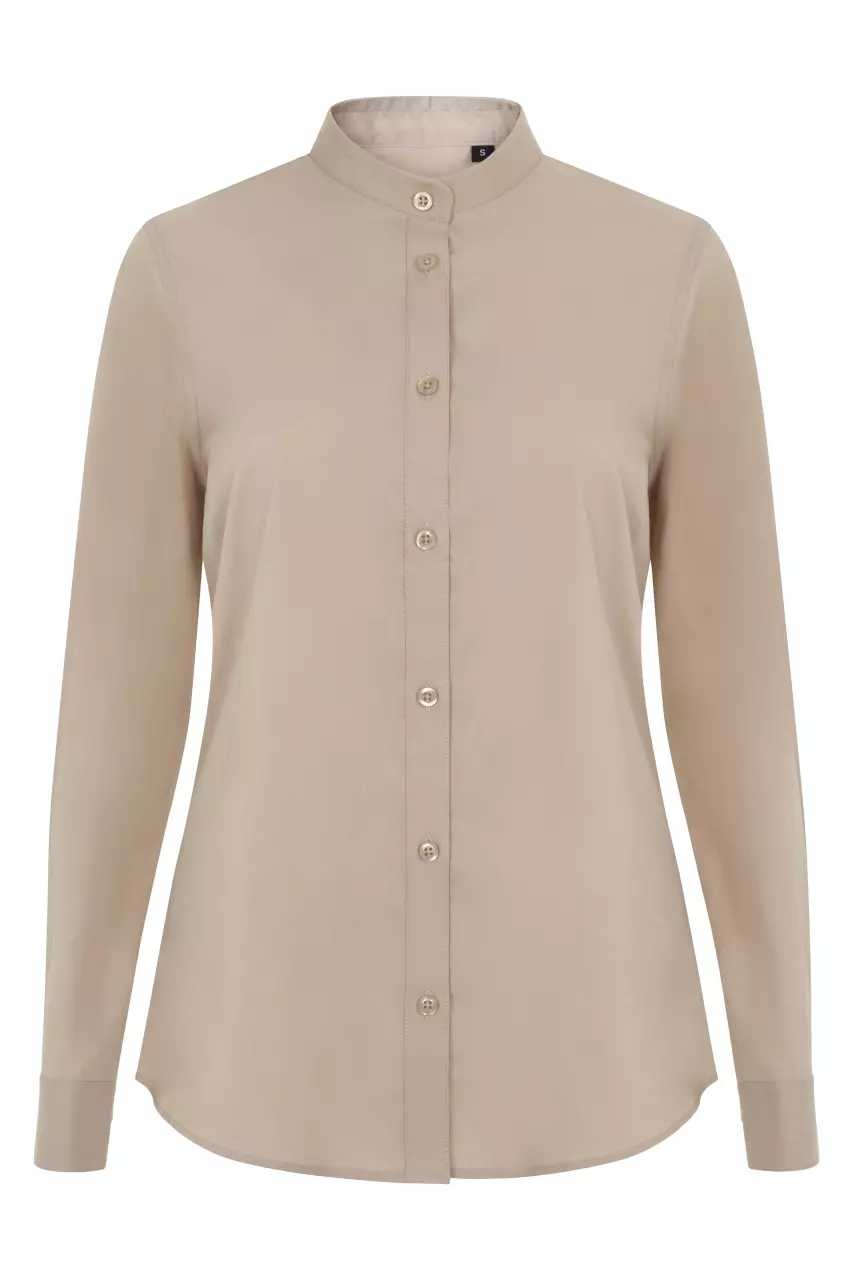 Velilla 405015S-47, Langarm-Arbeitshemd mit Stehkragen, Hellbeige