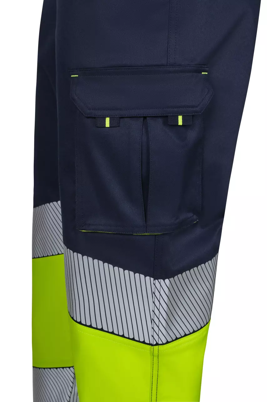Velilla 303008S-61-20, High-Vis Work Trousers, Navy Blue/Hi-Vis Yellow, image 2, gallery thumbnail