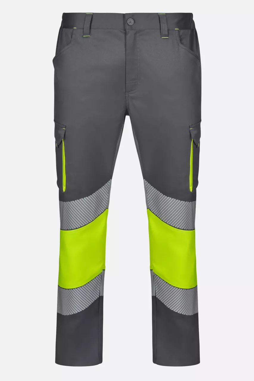 Velilla 303008S-08-20, High-Vis Work Trousers, Grey/Hi-Vis Yellow, image 1, gallery thumbnail