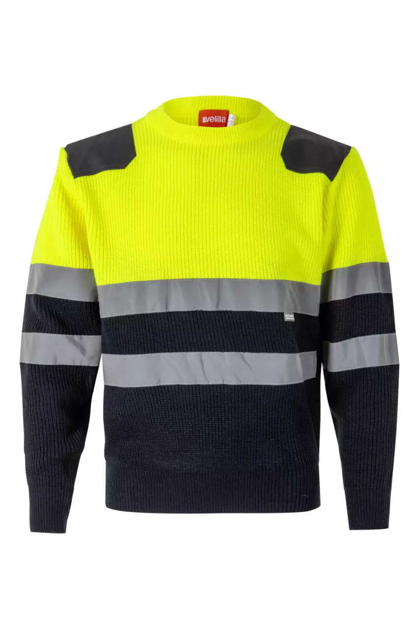 Velilla 0179-01-20, Warnschutz-Arbeitspullover, Marineblau/Warngelb, image 1, gallery thumbnail